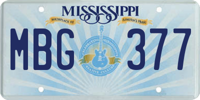 MS license plate MBG377