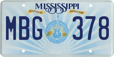 MS license plate MBG378