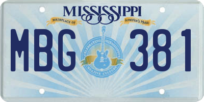 MS license plate MBG381