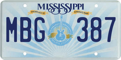 MS license plate MBG387