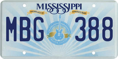 MS license plate MBG388
