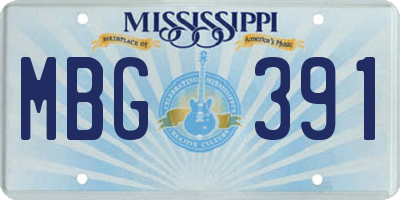 MS license plate MBG391
