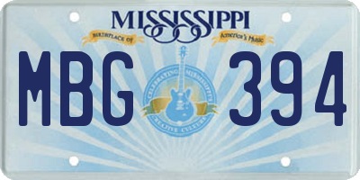 MS license plate MBG394