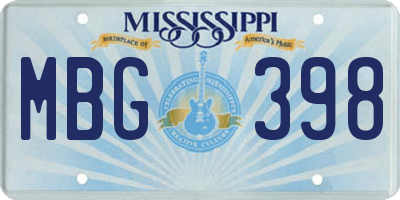 MS license plate MBG398