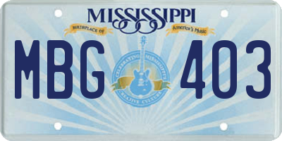 MS license plate MBG403