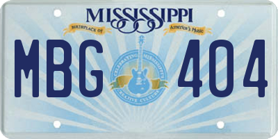 MS license plate MBG404