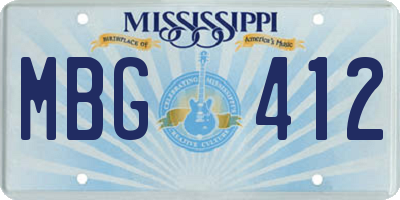 MS license plate MBG412