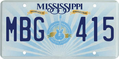 MS license plate MBG415