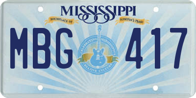 MS license plate MBG417