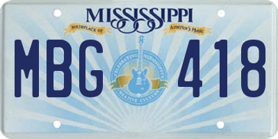 MS license plate MBG418