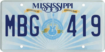 MS license plate MBG419