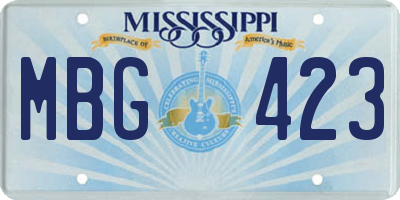 MS license plate MBG423