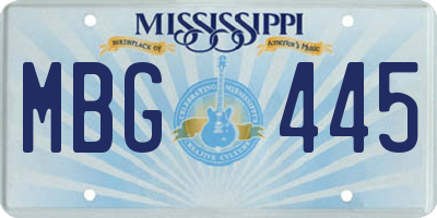 MS license plate MBG445