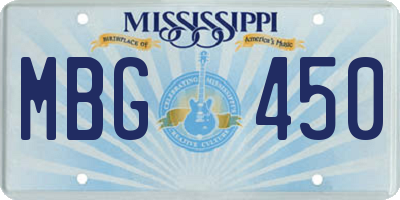 MS license plate MBG450