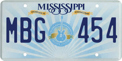 MS license plate MBG454