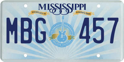 MS license plate MBG457