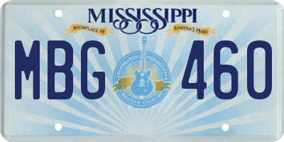 MS license plate MBG460