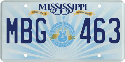 MS license plate MBG463
