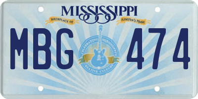 MS license plate MBG474