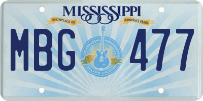 MS license plate MBG477