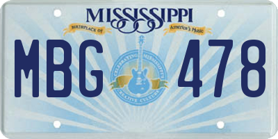 MS license plate MBG478