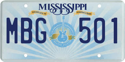 MS license plate MBG501