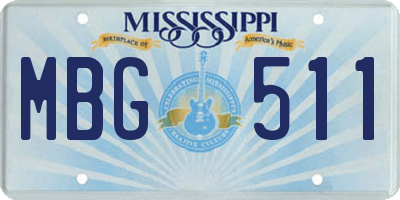 MS license plate MBG511
