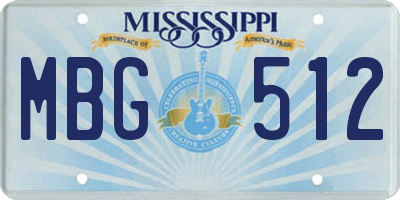 MS license plate MBG512