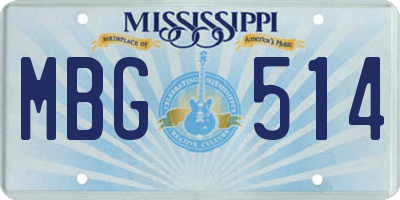 MS license plate MBG514