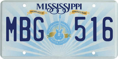 MS license plate MBG516