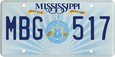 MS license plate MBG517