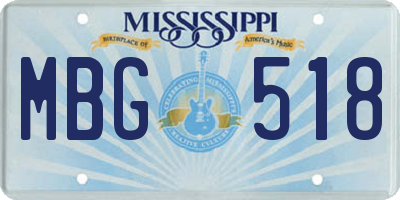 MS license plate MBG518