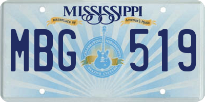 MS license plate MBG519