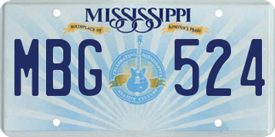 MS license plate MBG524