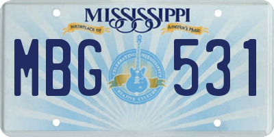 MS license plate MBG531