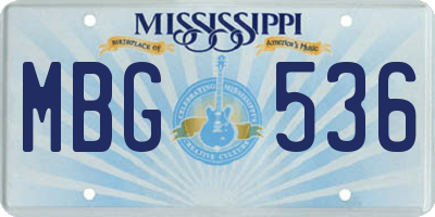 MS license plate MBG536