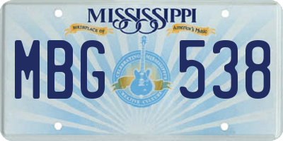 MS license plate MBG538