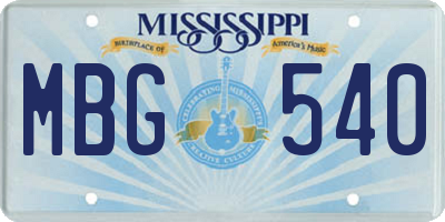 MS license plate MBG540