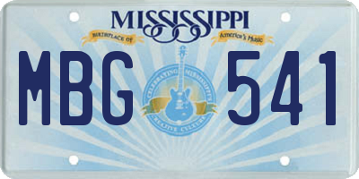 MS license plate MBG541