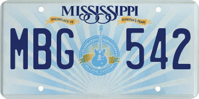 MS license plate MBG542