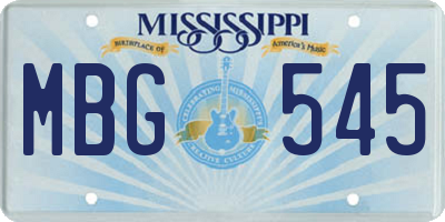 MS license plate MBG545