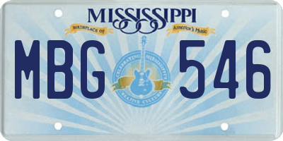 MS license plate MBG546
