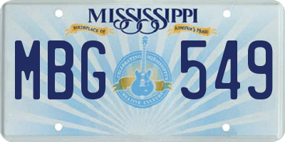 MS license plate MBG549