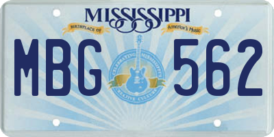 MS license plate MBG562
