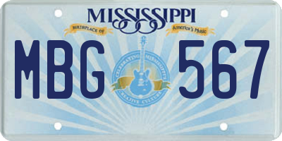 MS license plate MBG567