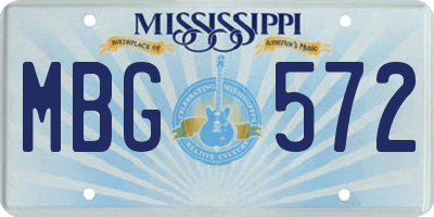 MS license plate MBG572