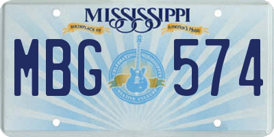 MS license plate MBG574