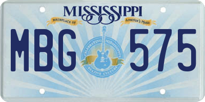 MS license plate MBG575