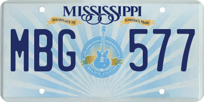 MS license plate MBG577