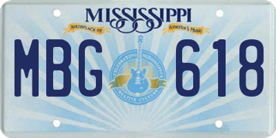 MS license plate MBG618